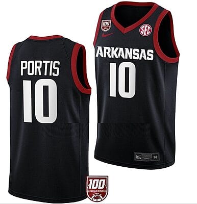 Bobby Portis Jersey #10 Arkansas Razorbacks College Basketball 100 Season Black