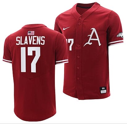 Brady Slavens Jersey #17 Arkansas Razorbacks College Baseball Cardinal