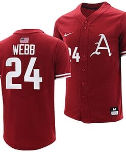 Braydon Webb Jersey #24 Arkansas Razorbacks College Baseball Cardinal