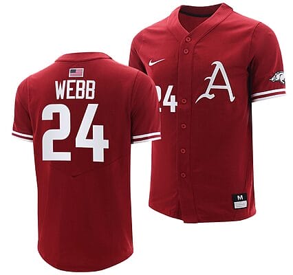 Braydon Webb Jersey #24 Arkansas Razorbacks College Baseball Cardinal