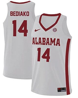 Charles Bediako Jersey Alabama Crimson Tide College Basketball Replica White #14