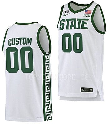 Custom Michigan State Spartans Jersey Name and Number College Basketball Honor Patch White