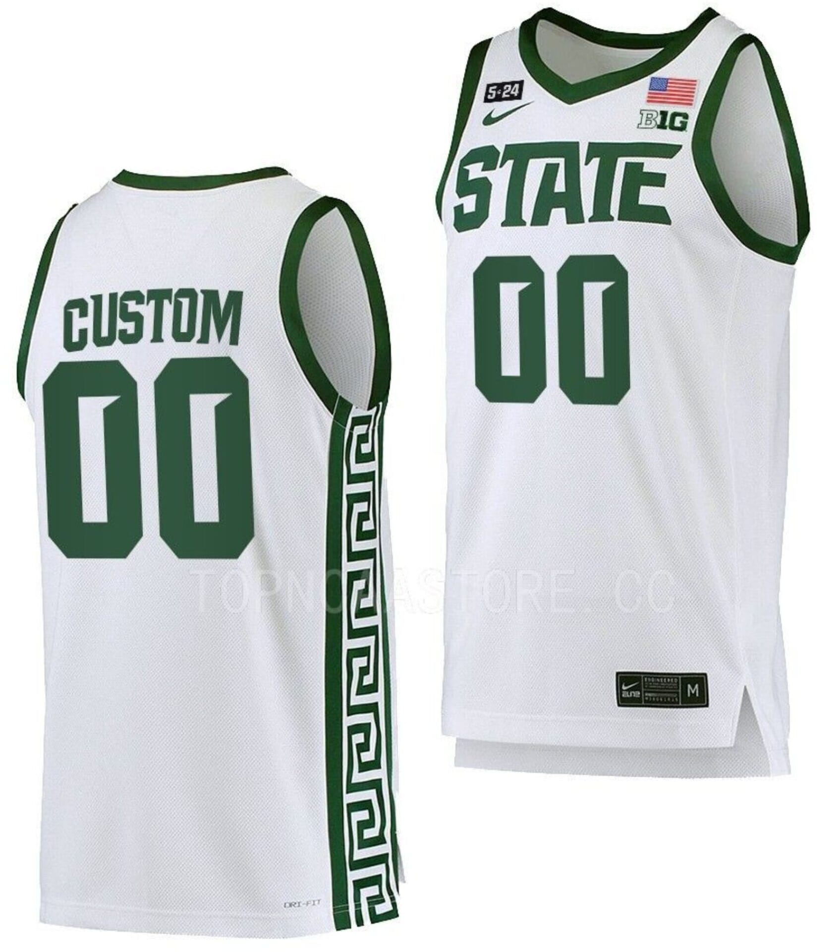 Custom Michigan State Spartans Jersey Name and Number College Basketball Honor Patch White