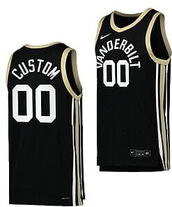 Custom Vanderbilt Commodores Jersey Name and Number College Basketball Uniform Black