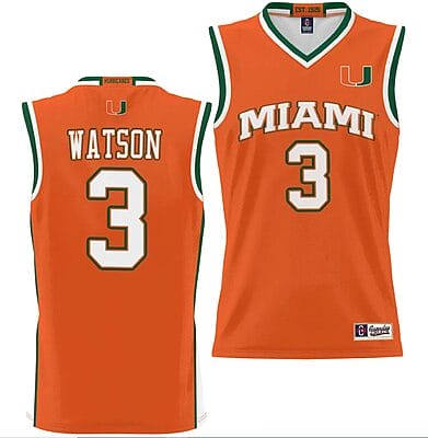Christian Watson Jersey #3 Miami Hurricanes NIL College Basketball Lightweight Orange