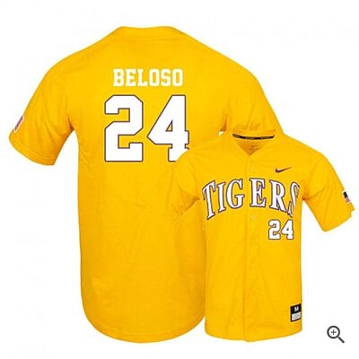 Cade Beloso Jersey #24 Lsu Tigers Baseball NCAA College Yellow Elite Alumni