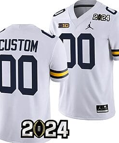 Custom Michigan Wolverines Jersey Name and Number 2024 Football National Championship Playoff White
