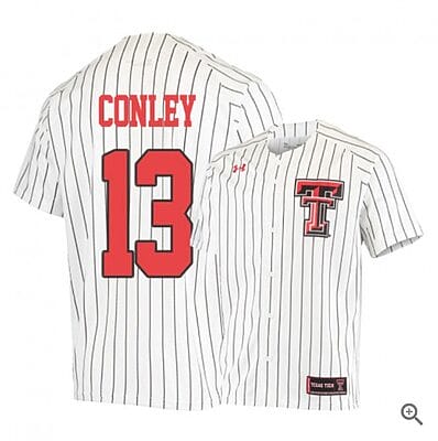 Cal Conley Jersey #13 Texas Tech Red Raiders Baseball NCAA College White Alumni