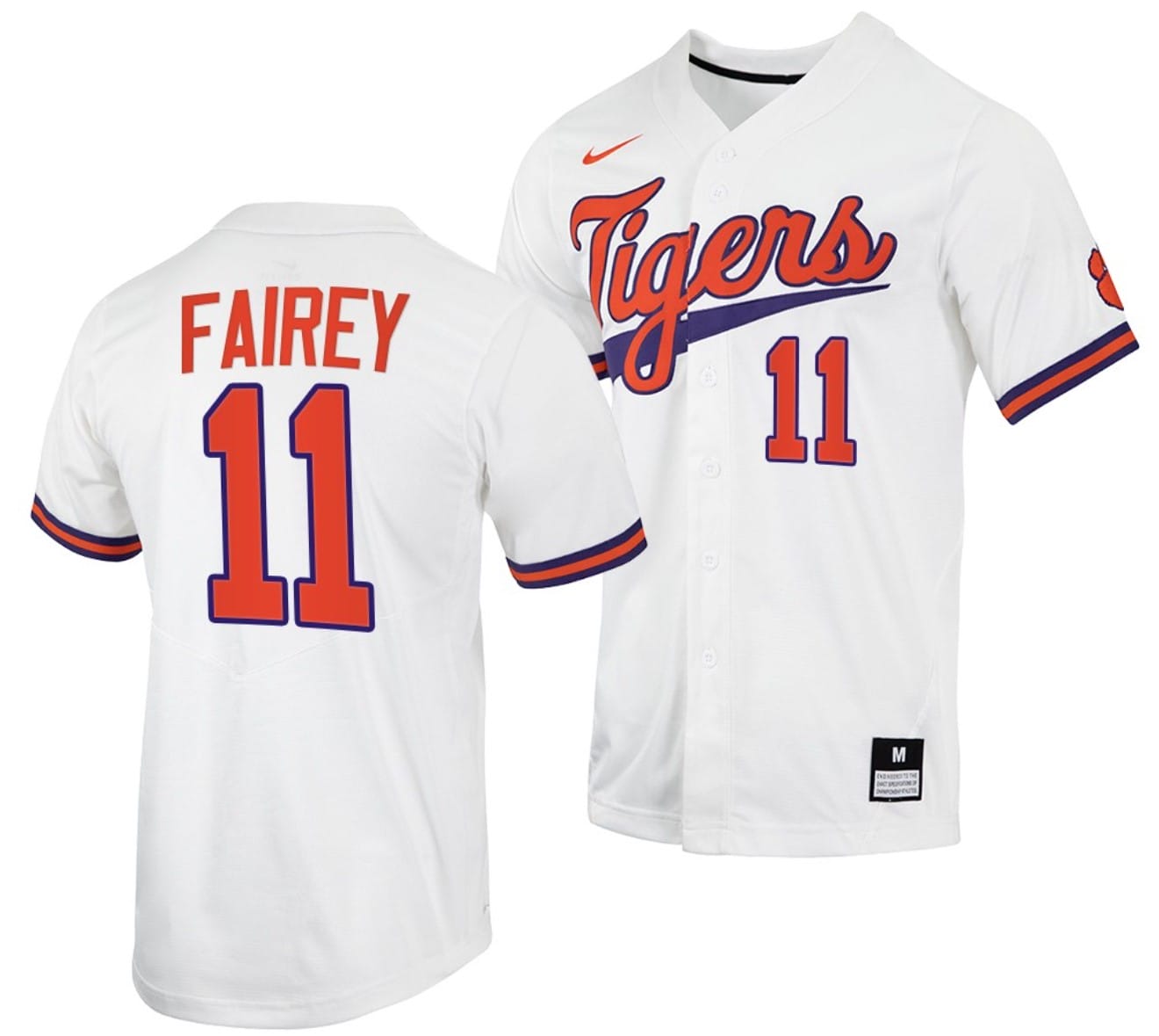 Chad Fairey Jersey #11 Clemson Tigers College Baseball White