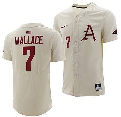 Cayden Wallace Jersey #7 Arkansas Razorbacks College Baseball Full-Button Natural