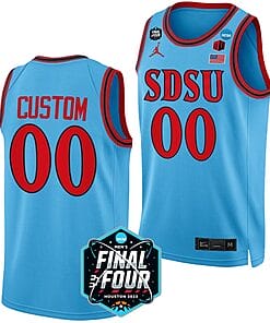 Custom San Diego State Aztecs Jersey Name and Number College Basketball 2023 NCAA Final Four Blue