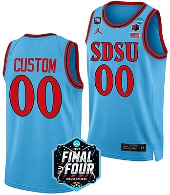 Custom San Diego State Aztecs Jersey Name and Number College Basketball 2023 NCAA Final Four Blue