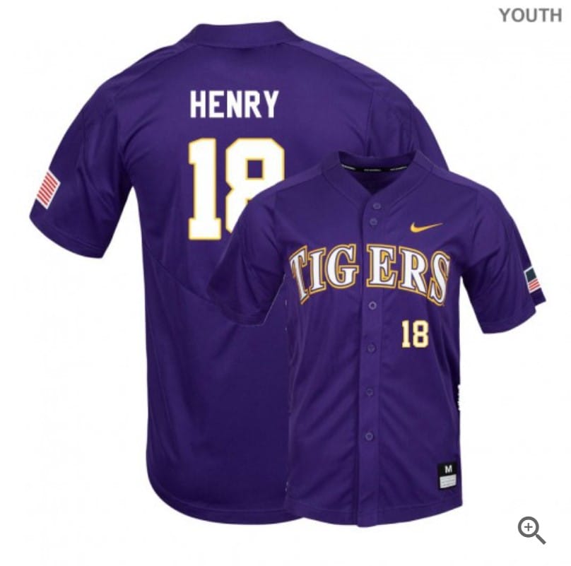 Cole Henry Jersey #18 Lsu Tigers Baseball NCAA College Purple Elite Alumni