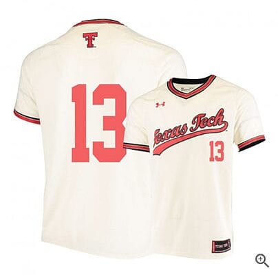 Cal Conley Jersey #13 Texas Tech Red Raiders Baseball NCAA College Cream Alumni