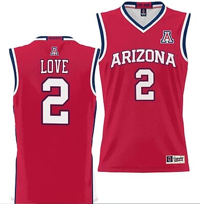 Caleb Love Jersey #2 Arizona Wildcats NIL College Basketball Lightweight Red