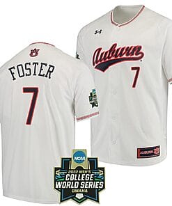 Cole Foster Jersey #7 Auburn Tigers Baseball NCAA College 2022 World Series White