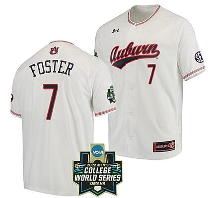 Cole Foster Jersey #7 Auburn Tigers Baseball NCAA College 2022 World Series White