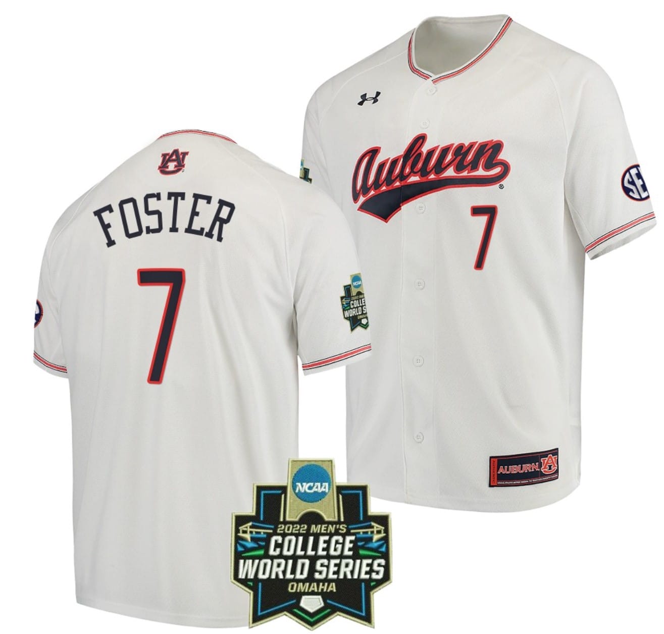 Cole Foster Jersey #7 Auburn Tigers Baseball NCAA College 2022 World Series White