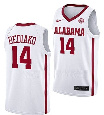 Charles Bediako Jersey Alabama Crimson Tide College Basketball White #14