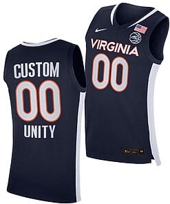 Custom Virginia Cavaliers Jersey Name and Number College Basketball Unity Road Secondary Logo Navy