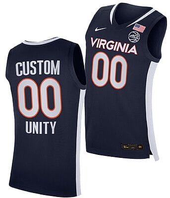 Custom Virginia Cavaliers Jersey Name and Number College Basketball Unity Road Secondary Logo Navy