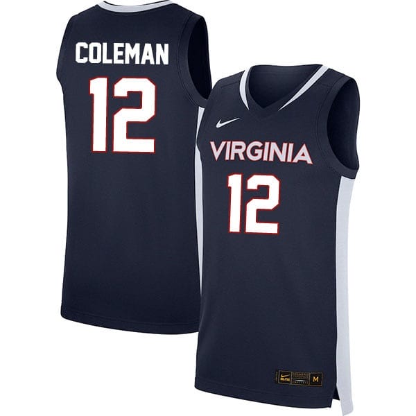 Chase Coleman Jersey #12 Virginia Cavaliers College Basketball Stitched Navy