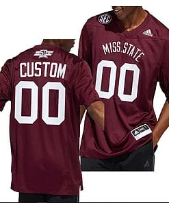 Custom Mississippi State Bulldogs Jersey Name and Number NCAA College Football Maroon Dowsing x Bell 50 Year