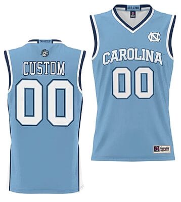 Custom UNC Tar Heels Jersey Name and Number NIL College Basketball Lightweight Blue