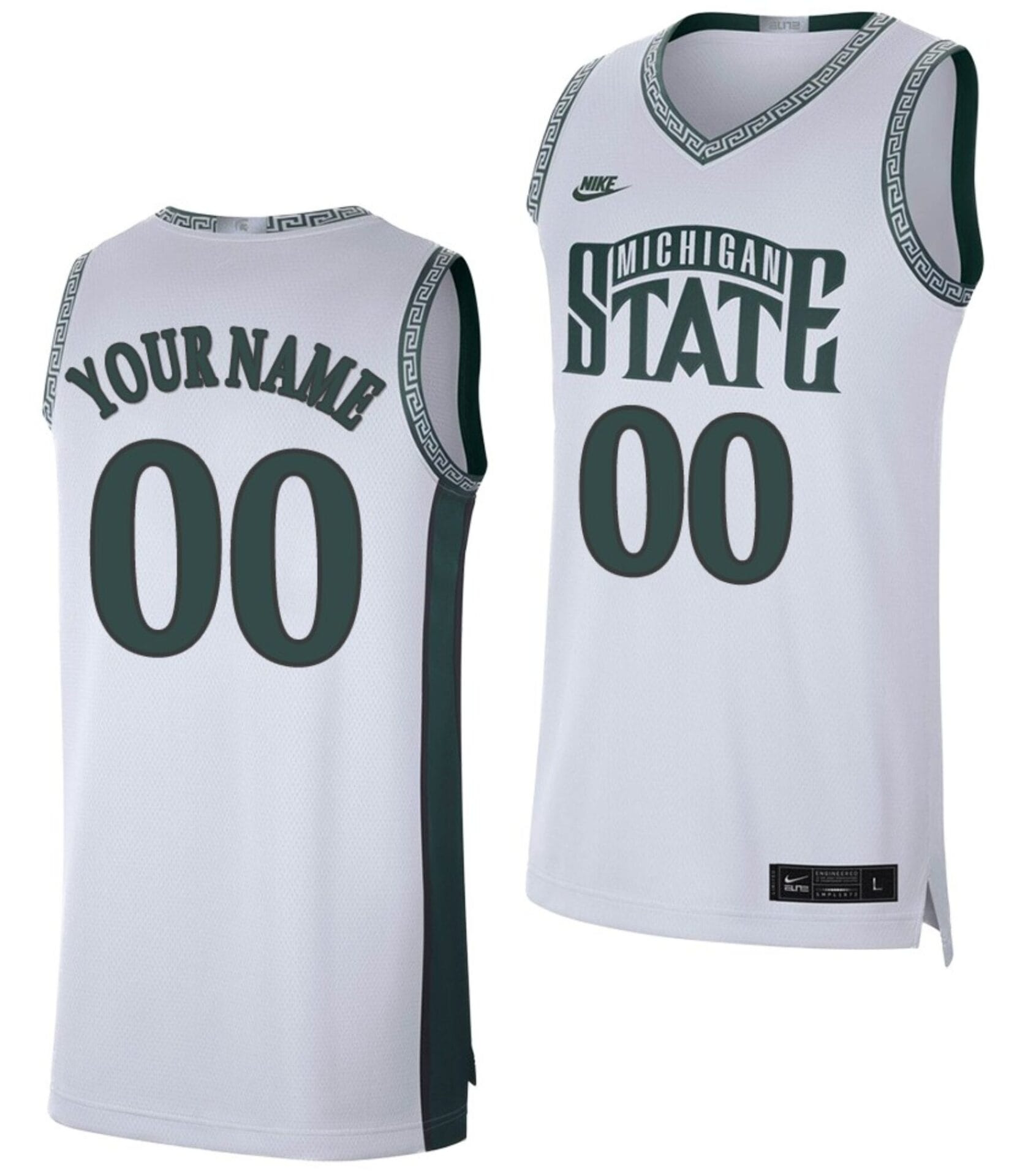 Custom Michigan State Spartans Jersey Name and Number College Basketball Retro White