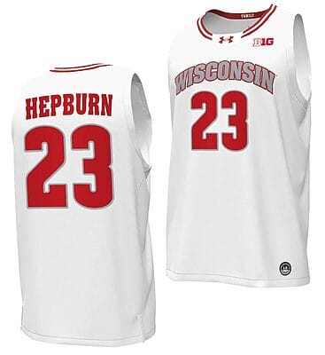 Chucky Hepburn Jersey #23 Wisconsin Badgers By the Players Basketball 2023-24 White
