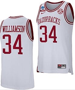 Corliss Williamson Jersey #34 Arkansas Razorbacks College Basketball 2022 NCAA March Madness Retro White