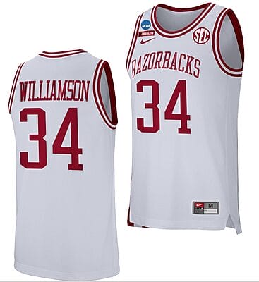 Corliss Williamson Jersey #34 Arkansas Razorbacks College Basketball 2022 NCAA March Madness Retro White