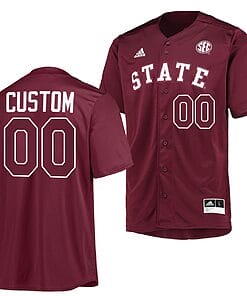 Custom Mississippi State Bulldogs Baseball Jersey Name and Number NCAA College Maroon