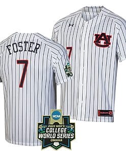 Cole Foster Jersey #7 Auburn Tigers Baseball NCAA College 2022 World Series Stripes White
