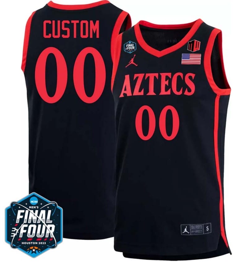 Custom San Diego State Aztecs Jersey Name and Number College Basketball 2023 NCAA Final Four Black