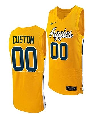 Custom North Carolina AT Aggies Jersey Name and Number College Basketball Gold