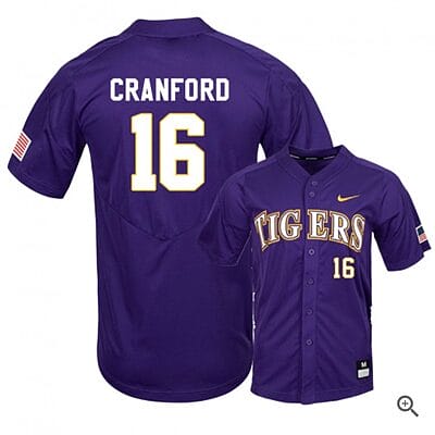 Collier Cranford Jersey #16 Lsu Tigers Baseball NCAA College Purple Elite Alumni