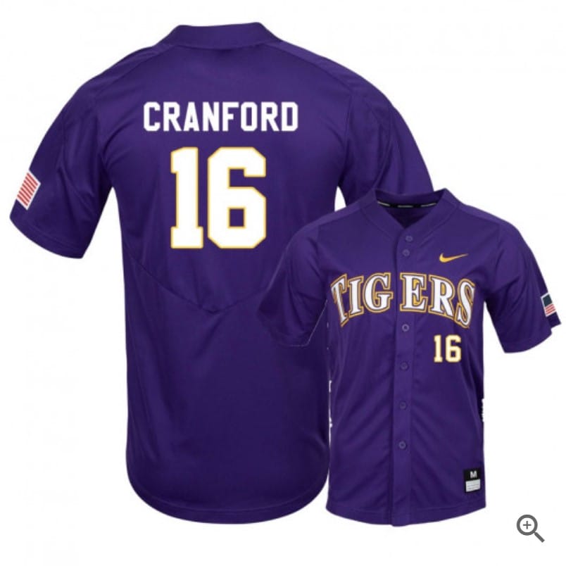 Collier Cranford Jersey #16 Lsu Tigers Baseball NCAA College Purple Elite Alumni