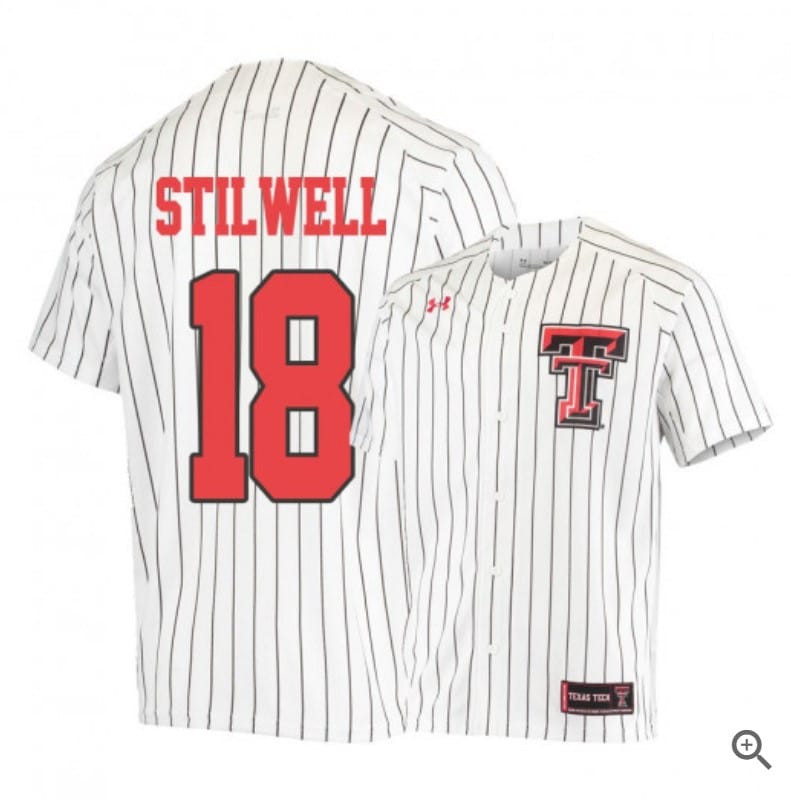 Cole Stilwell Jersey #18 Texas Tech Red Raiders Baseball NCAA College White Alumni