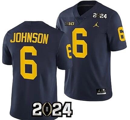 Cornelius Johnson Jersey #6 Michigan Wolverines 2024 Football National Championship Playoff Navy