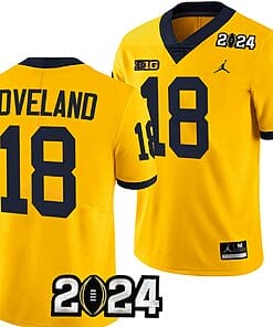 Colston Loveland Jersey #18 Michigan Wolverines 2024 Football National Championship Playoff Yellow