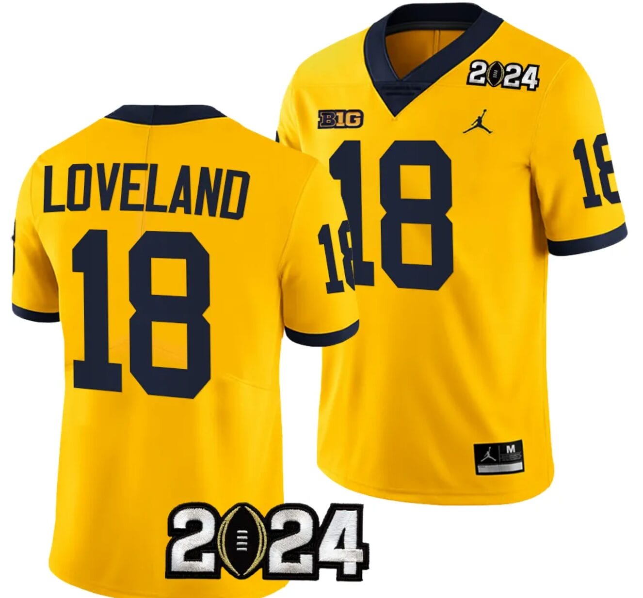 Colston Loveland Jersey #18 Michigan Wolverines 2024 Football National Championship Playoff Yellow