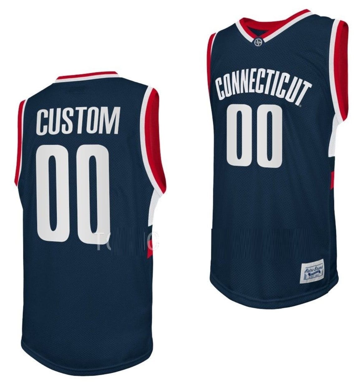 Custom UConn Huskies Jersey College Basketball Navy Retro