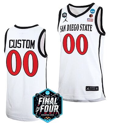 Custom San Diego State Aztecs Jersey Name and Number College Basketball 2023 NCAA Final Four White