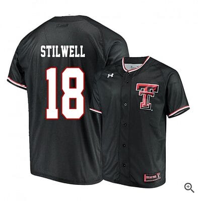 Cole Stilwell Jersey #18 Texas Tech Red Raiders Baseball NCAA College Black Alumni