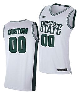 Custom Michigan State Spartans Jersey Name and Number College Basketball Home White