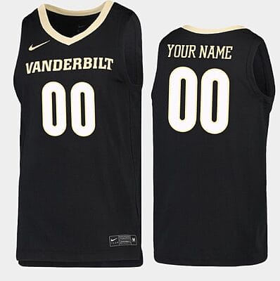 Custom Vanderbilt Commodores Jersey Name and Number College Basketball Black