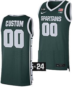 Custom Michigan State Spartans Jersey Name and Number College Basketball Limited Green