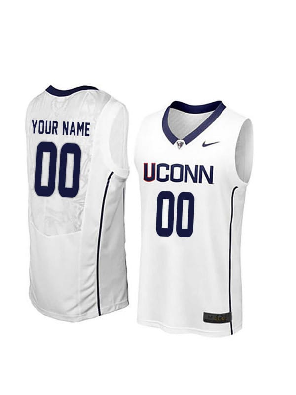 Custom UConn Huskies Jersey College Basketball Name and Number Elite White