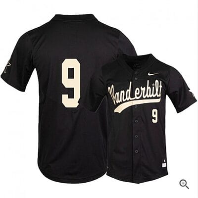 Carter Young Jersey #9 Vanderbilt Commodores Baseball NCAA College Black Alumni